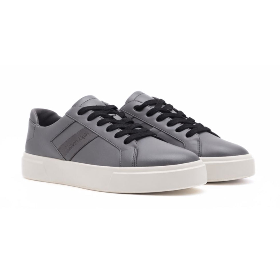 Calvin Klein Basket Cups Lace Up Logo Tape Sneakers Women - GRY