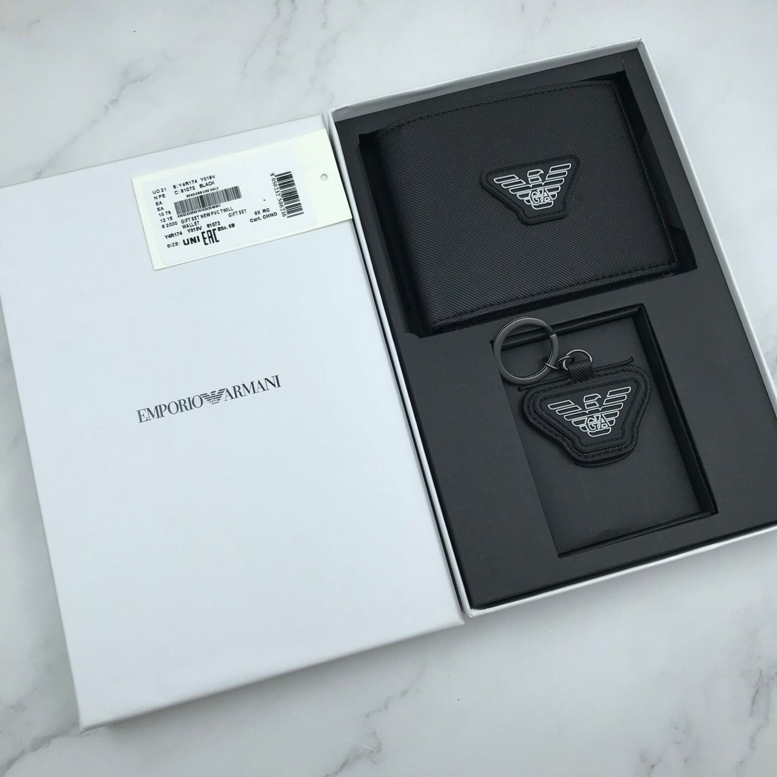 Emporio Armani men's wallet and keychain set