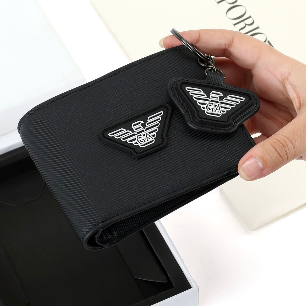 Emporio Armani men's wallet and keychain set